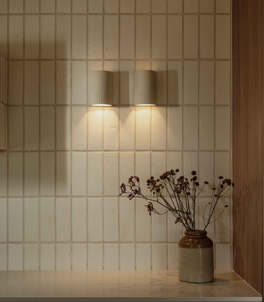 We Ponder Stone Ceramic Wall Light featured withn interior space