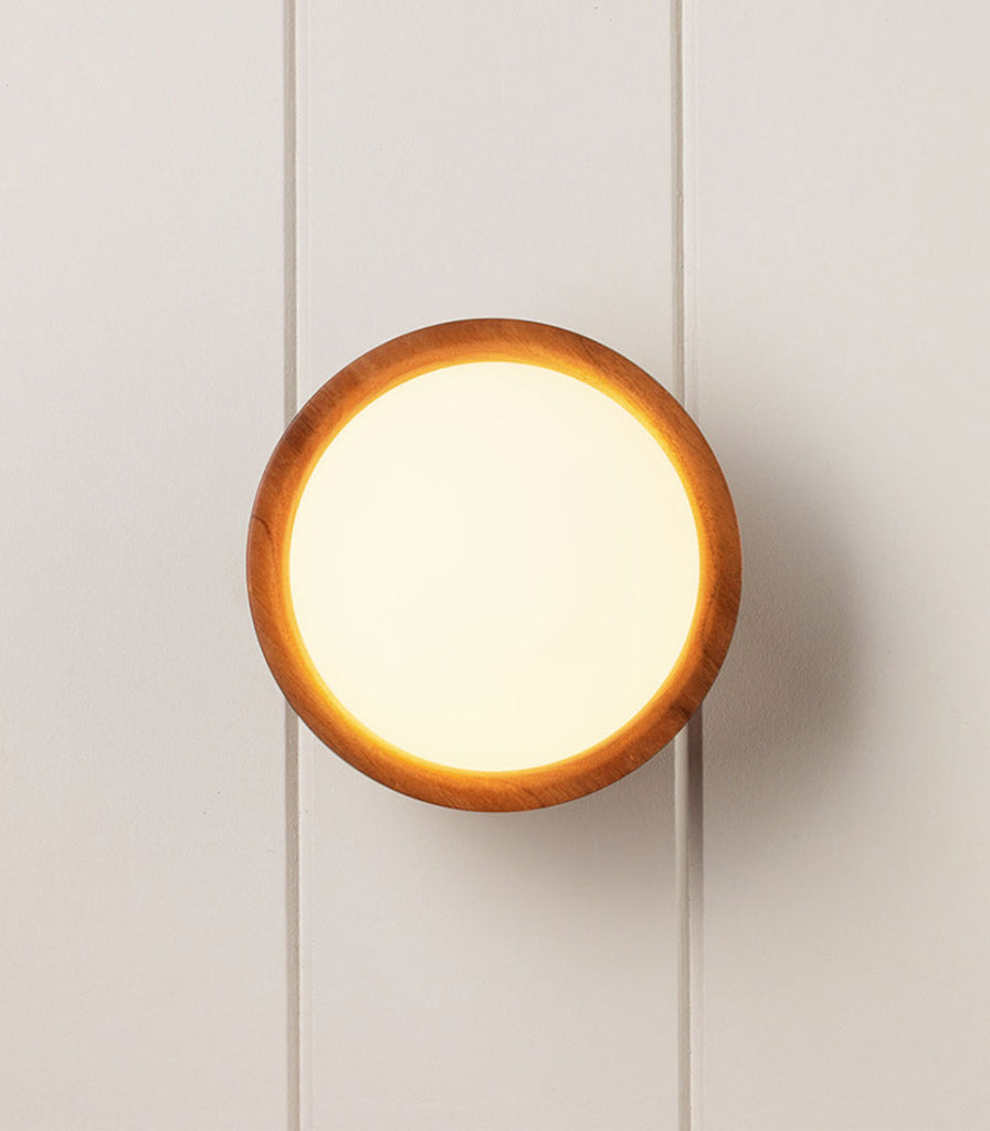 Fluxwood Button Wall Light in Tasmania Blackwood/White