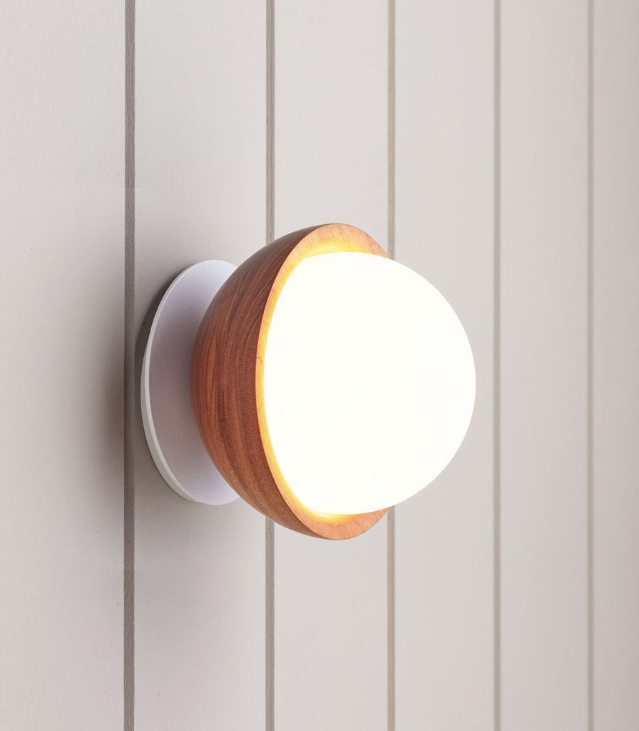 Fluxwood Button Wall Light in Tasmania Blackwood/White