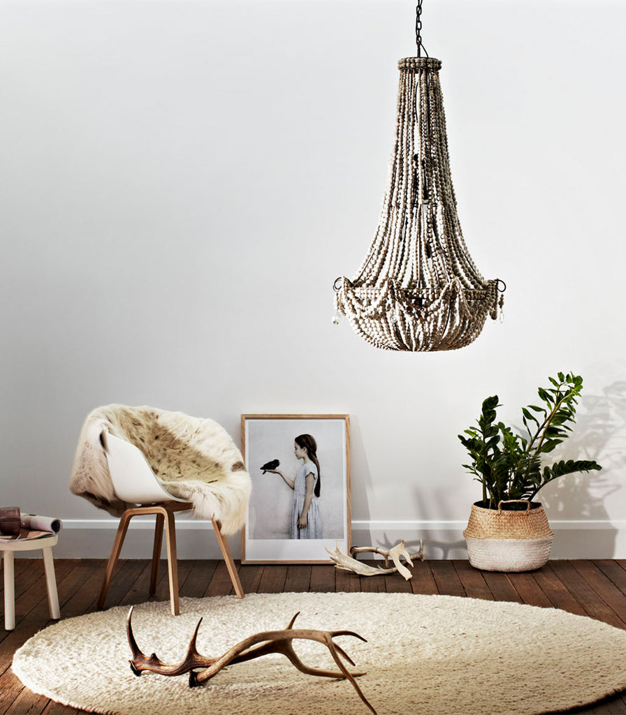 Klaylife Elongated Beaded Pendant Light featured within interior space