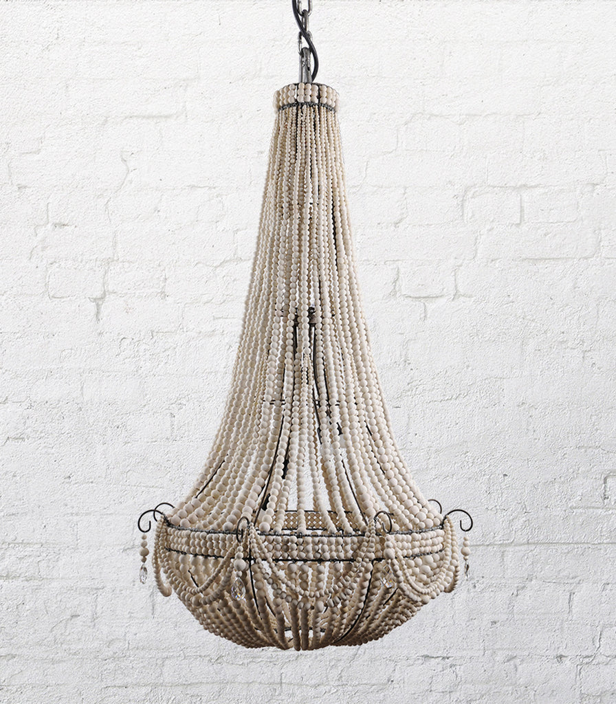 Klaylife Elongated Beaded Pendant Light in Stone