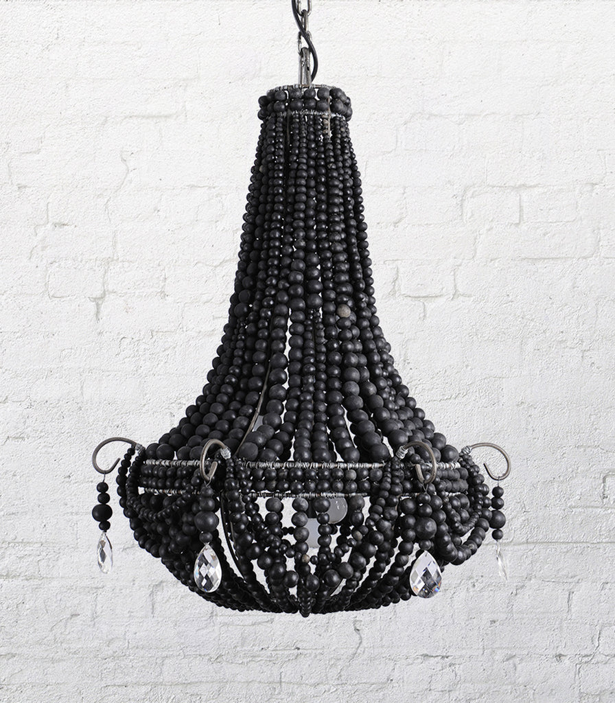 Klaylife Elongated Beaded Pendant Light in Black