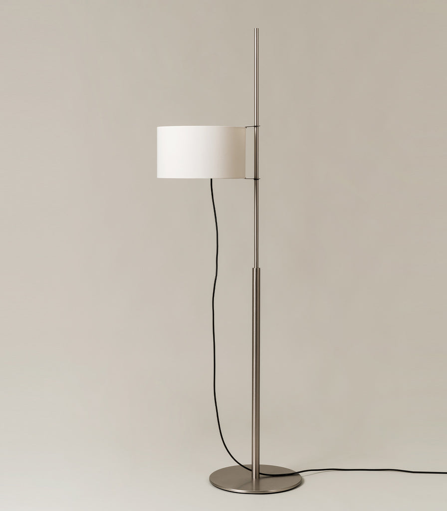 Santa & Cole TMD Floor Lamp in Satin Nickel/White Linen
