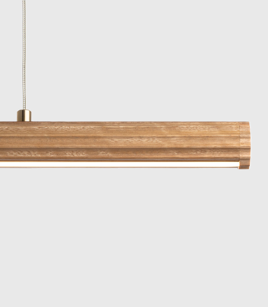 Fluxwood Fluted Roller Linear Pendant Light in 90cm/ Spotted Gum