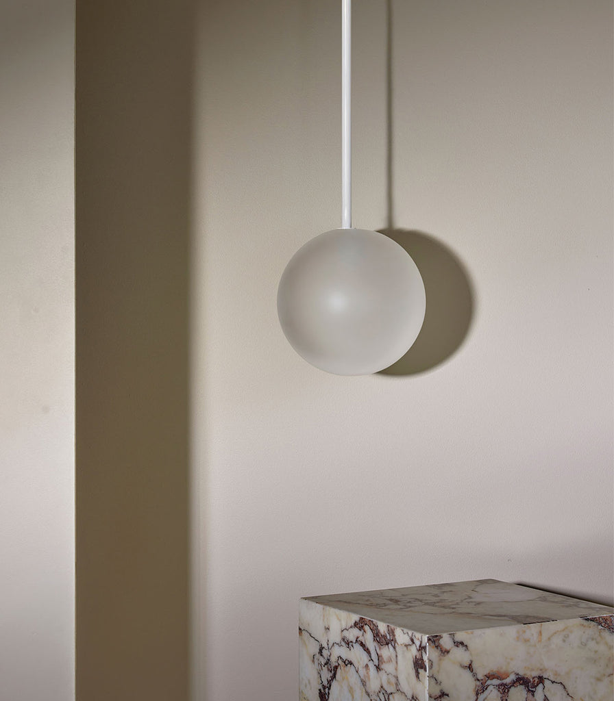 Marz Designs Orb Large Pendant Light in White Satin/Rod