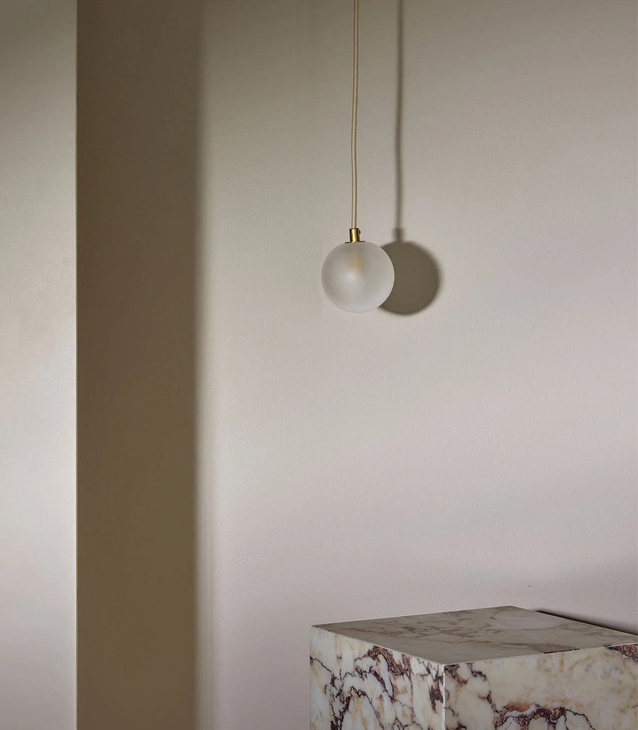 Marz Designs Orb Small Pendant Light in Brushed Brass/Cord