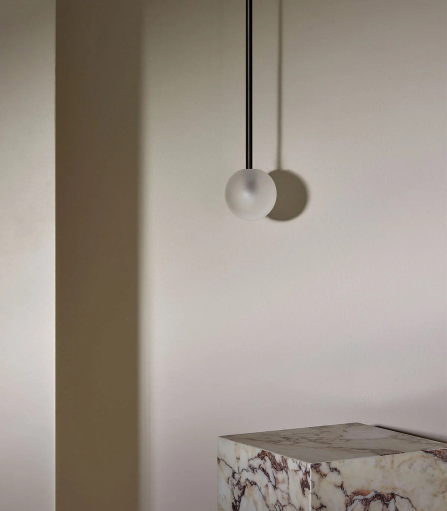 Marz Designs Orb Small Pendant Light in Brushed Black/Rod