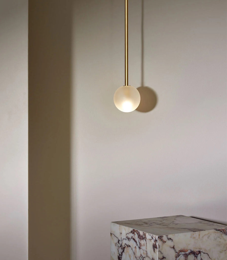 Marz Designs Orb Small Pendant Light in Brushed Brass/Rod