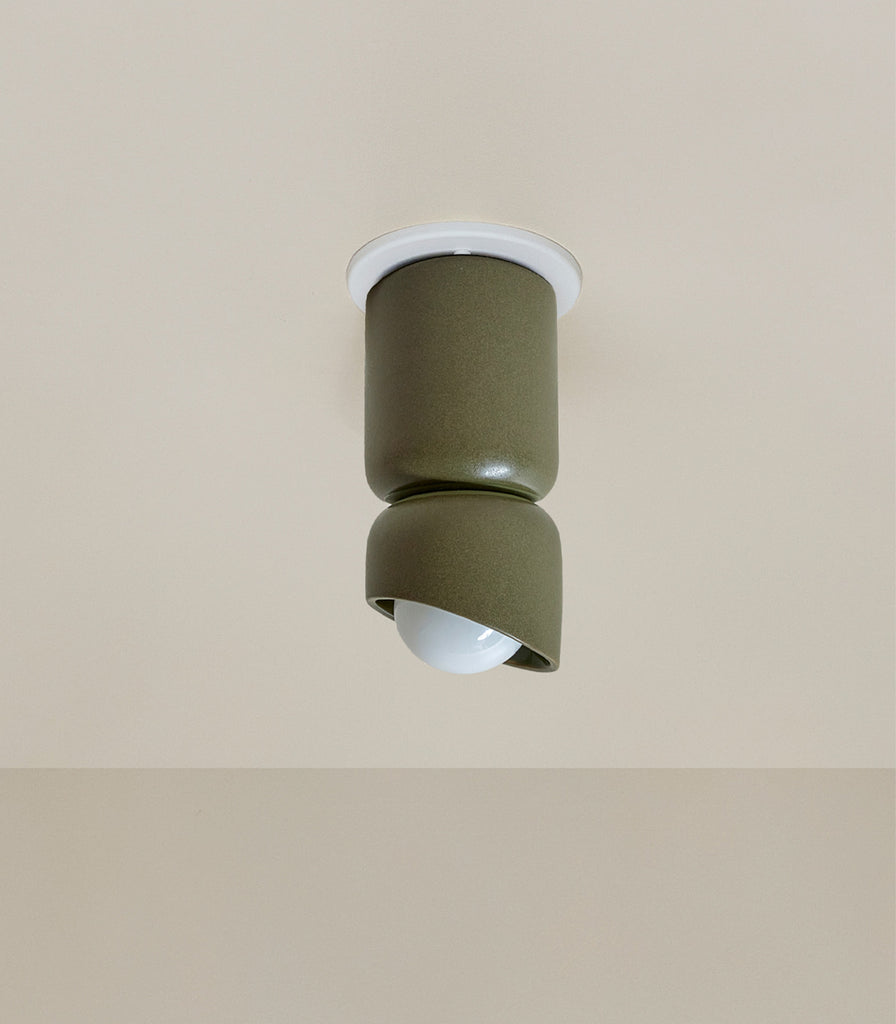 Marz Designs Terra Dual Base Ceiling Light in Olive/White Satin