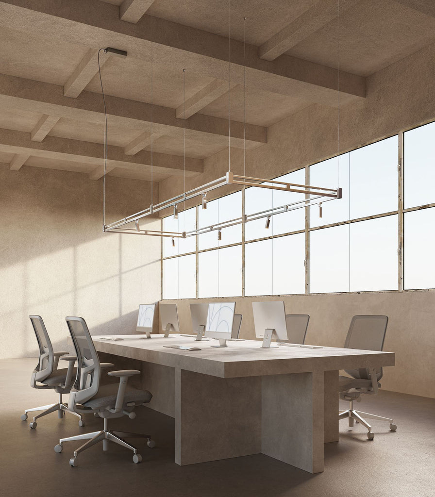 Karman Airtek One Rectangle Pendant Light featured within interior space