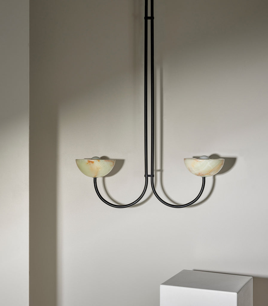 Marz Designs Aurelia Double Pendant Light in Small/Jade Onyx/Black