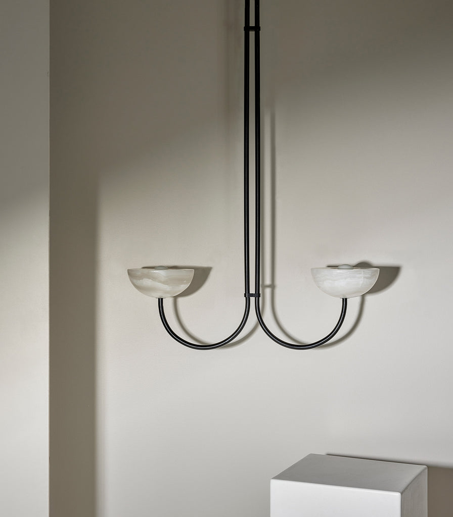 Marz Designs Aurelia Double Pendant Light in Small/White Onyx/Black