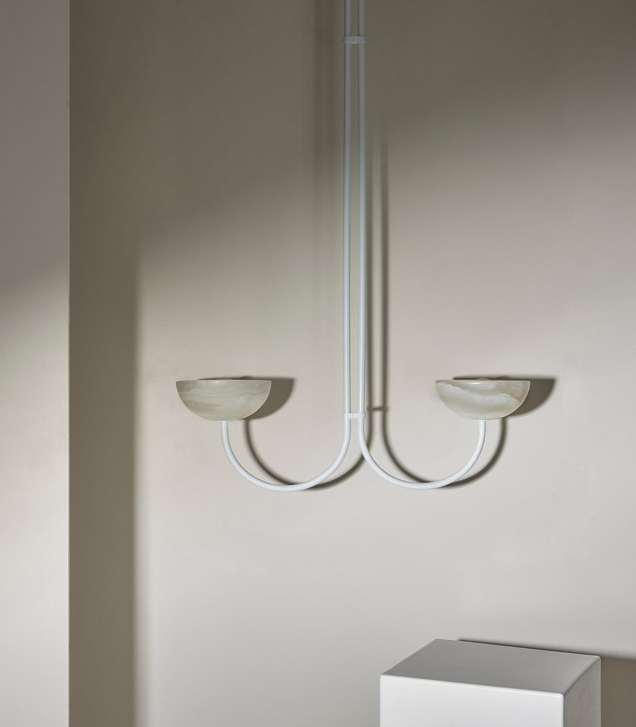 Marz Designs Aurelia Double Pendant Light in Small/White Onyx/White Satin