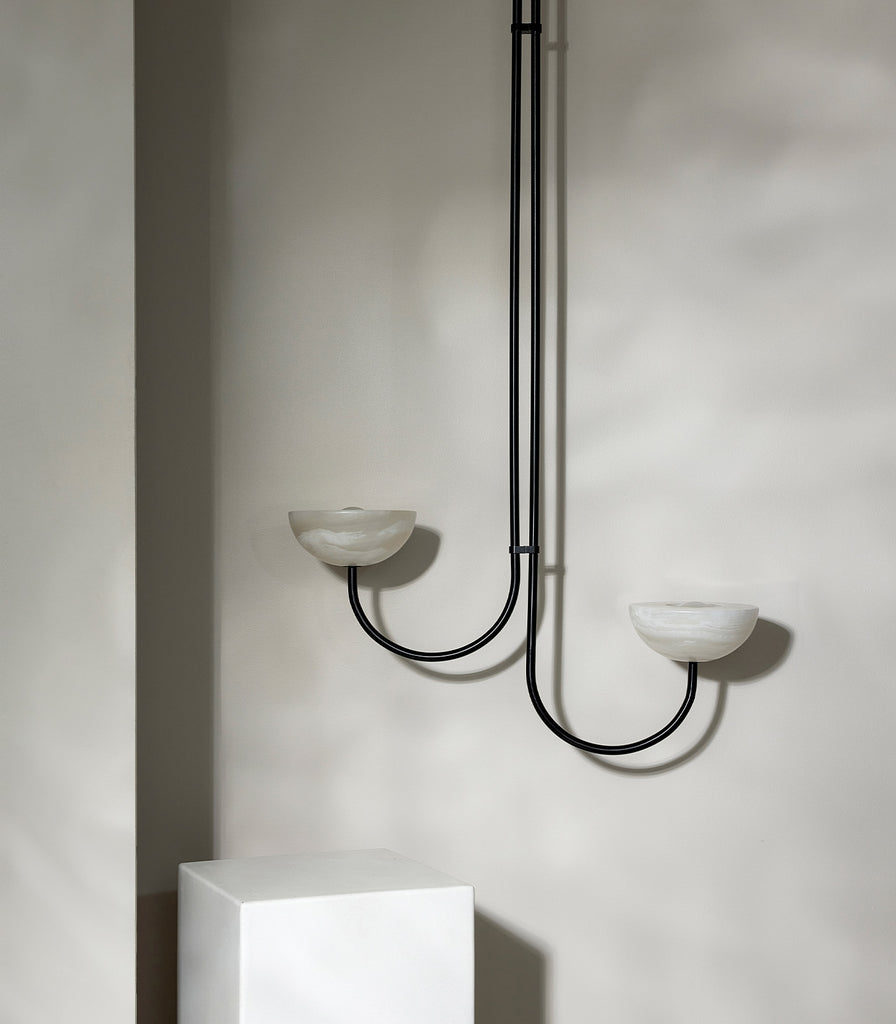 Marz Designs Aurelia Double Offset Pendant Light in Small/White Onyx/Black