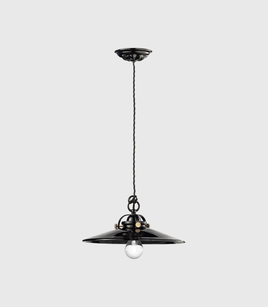 Ferroluce B&W Classic Pendant Light in Glazed Black/ Small