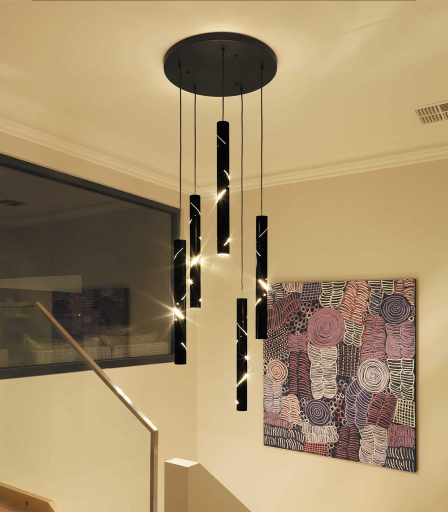 Ilanel Black Rain 5lt Pendant Light featured within interior space