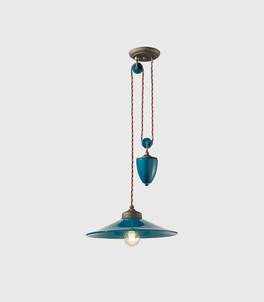 Ferroluce Colours Rise & Fall Pendant Light in Oil Green