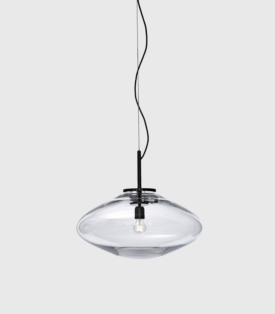 Bomma Disc Glass Pendant Light in Clear/Black