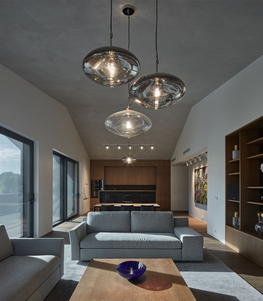 Bomma Disc Glass Pendant Light hanging in living room