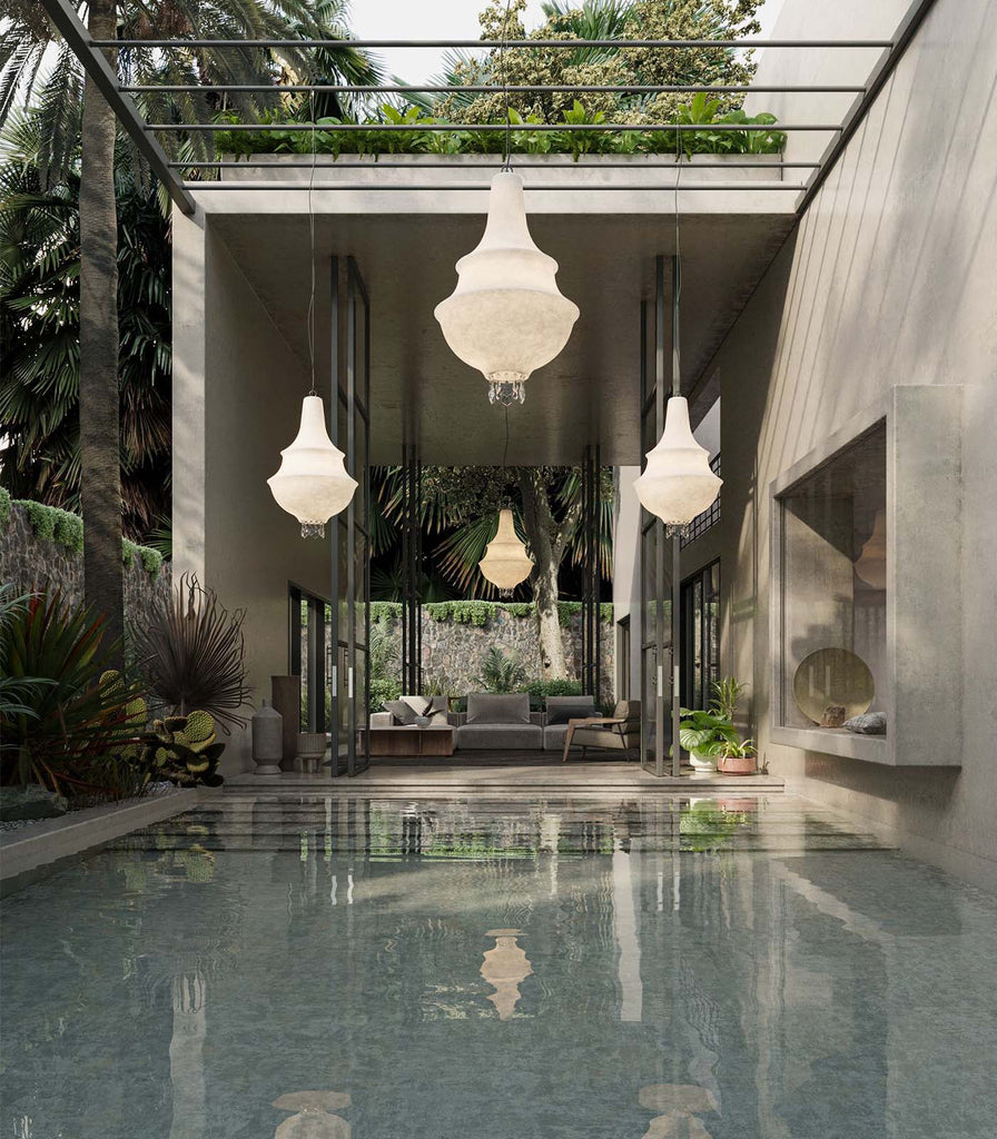 Karman Lady D Outdoor Pendant Light featured within outdoor space