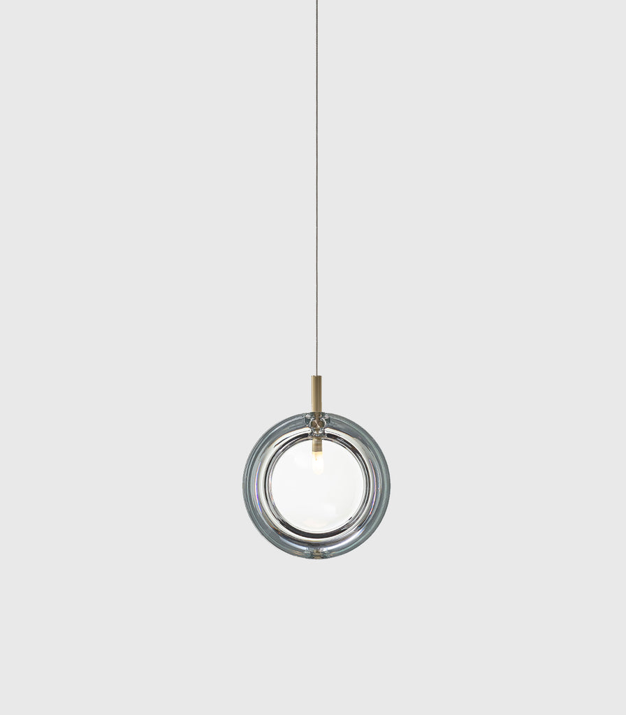 Bomma Lens Pendant Light in Clear/ Brushed Gold