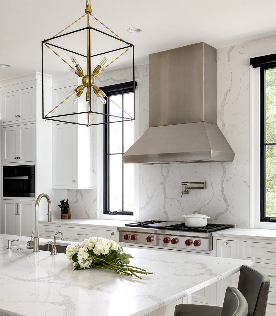 Hudson Valley Glendale Pendant Light hanging over kitchen bench