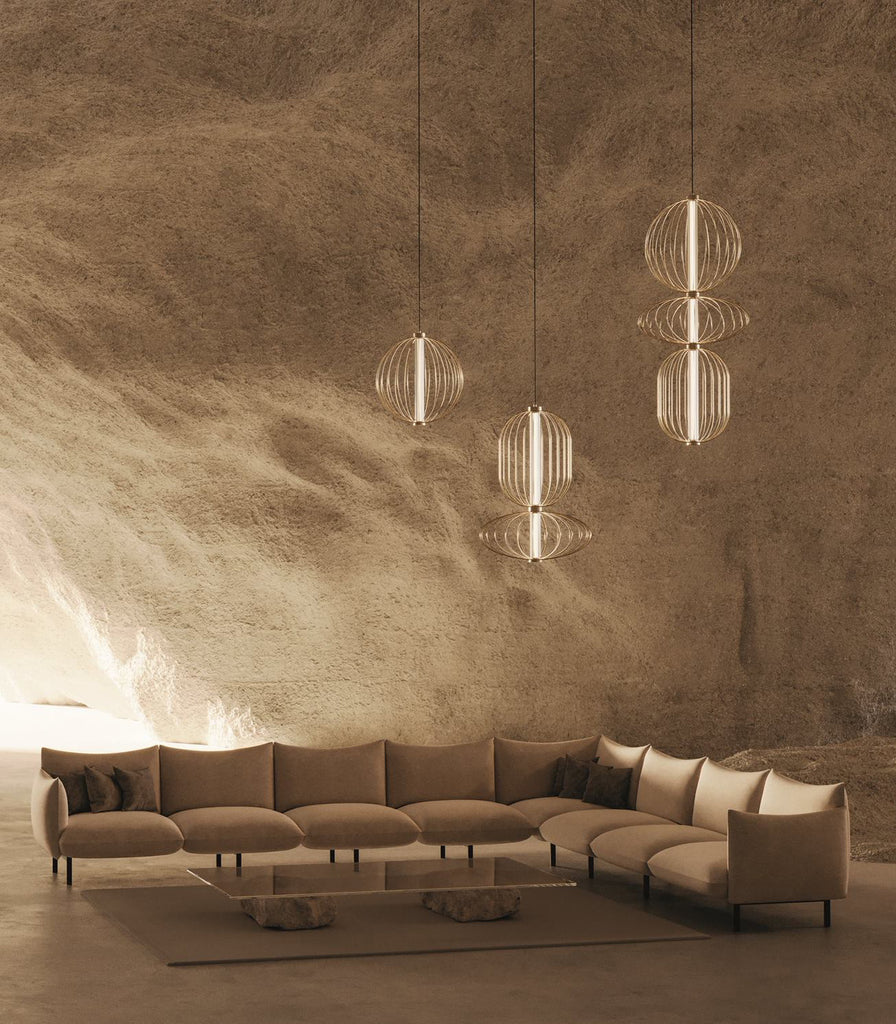 Aromas Pepo Brass Pendant Light featured within interior space
