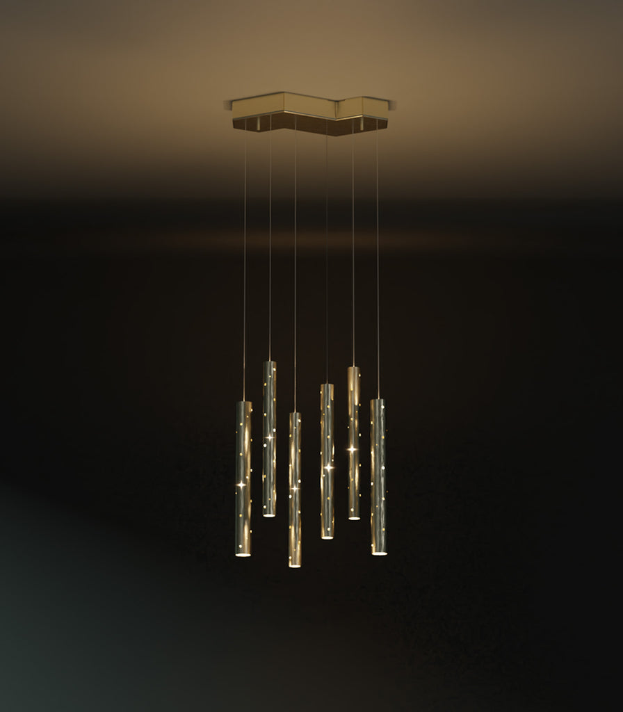 Ilanel Rain 6lt Pendant Light featured within interior space