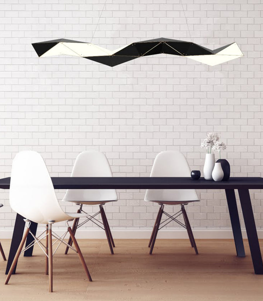 Ilanel Supernova Linear Pendant Light hanging over dining table