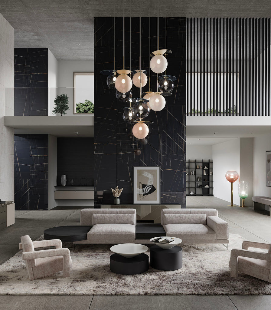 Bomma Umbra Pendant Light hanging in a living room