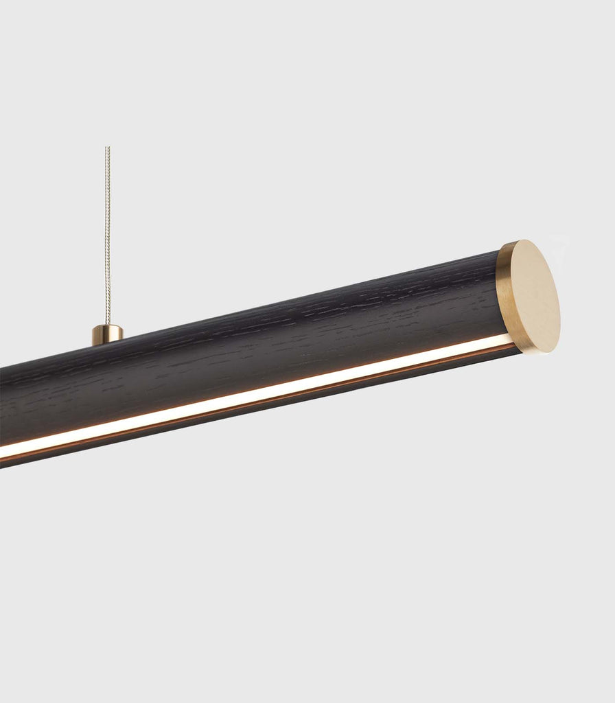 Roller Linear Pendant Light in 90cm/American Oak(Black Finish))