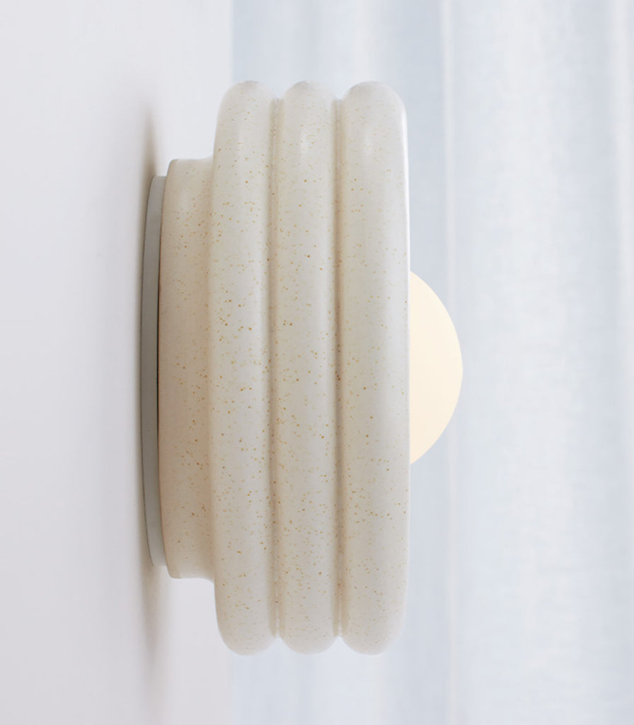 Fluxwood Silo Ceramic Wall Light in Speckled Satin White