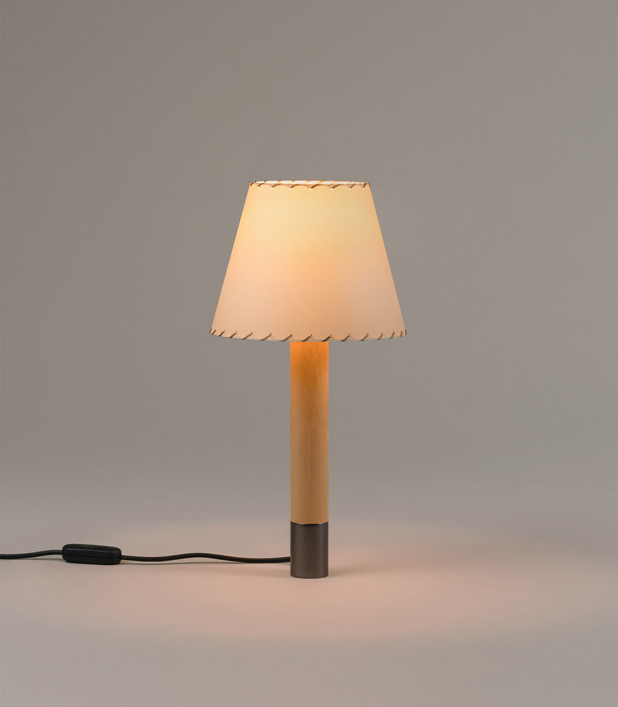 Santa & Cole Basica Table Lamp in Bronze/Stitched Beige Parchment