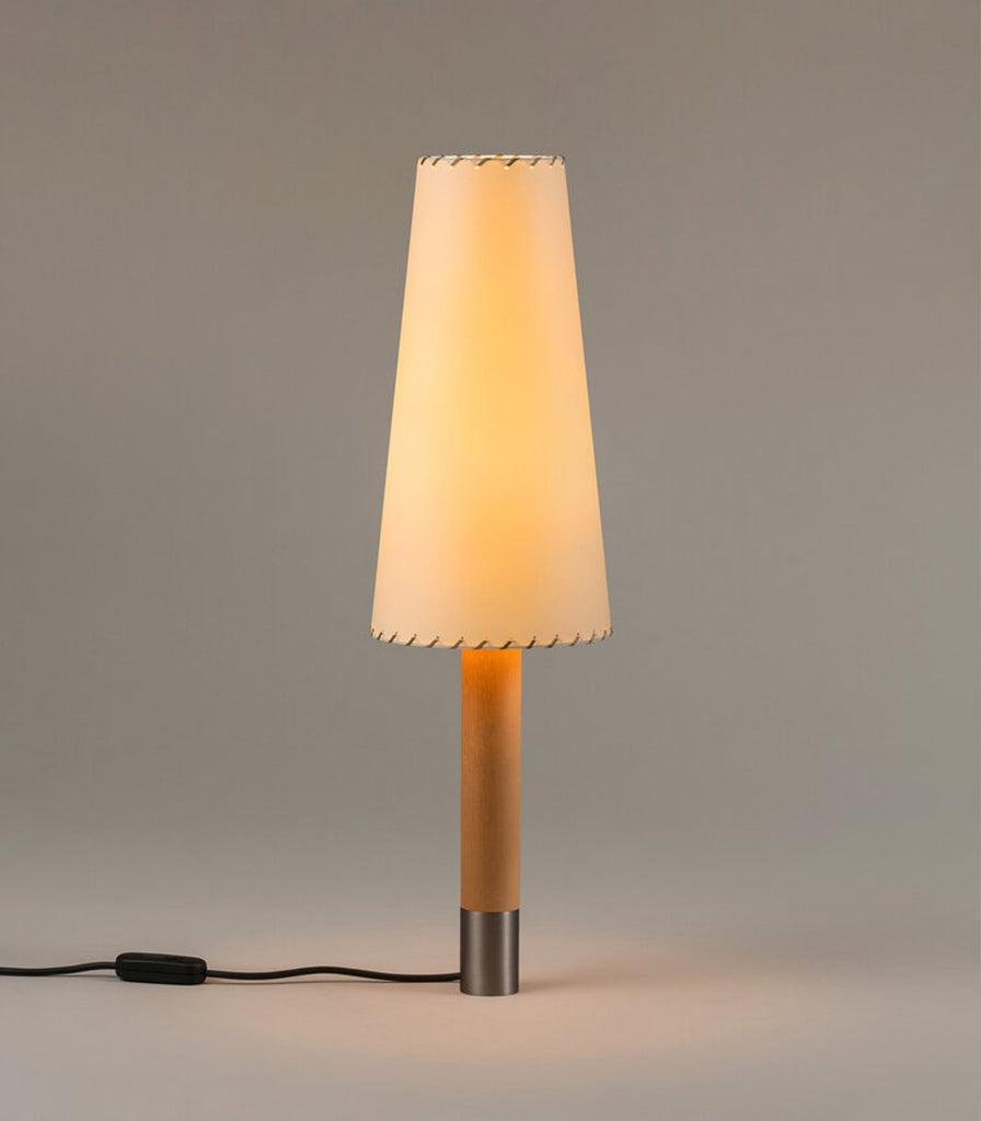 Santa & Cole Basica Tall Table Lamp in Nickel/Stitched Beige Parchment