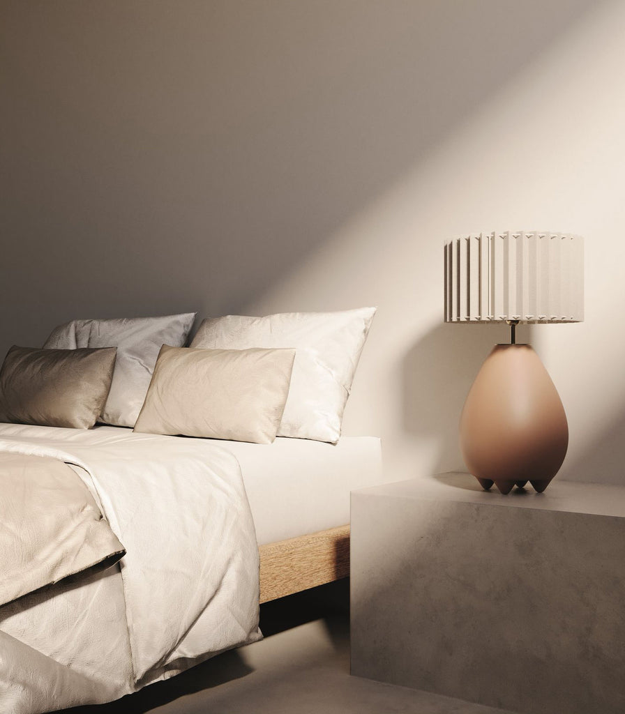 Aromas Obrie Table Lamp placed over bedside table