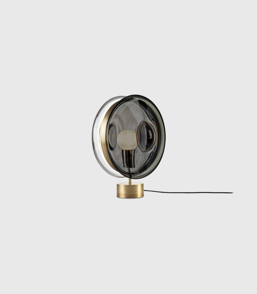 Bomma Orbital Table Lamp in Clear/ Mercury Black/ Patina Gold