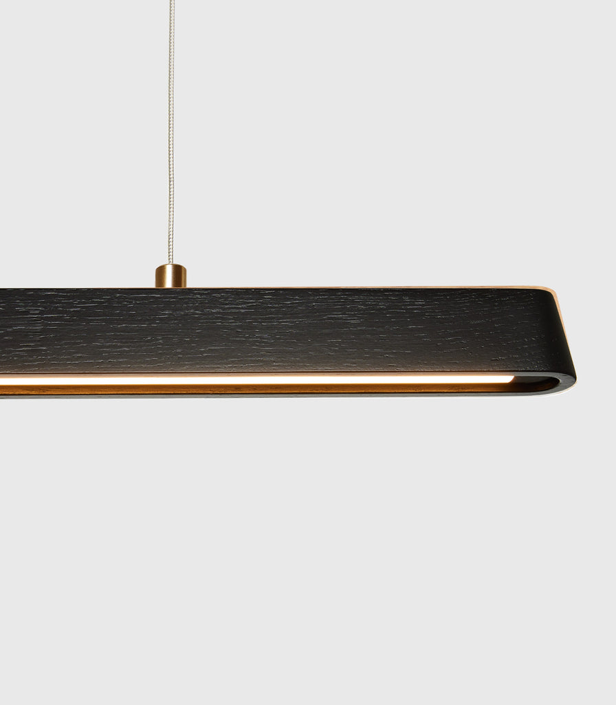 Fluxwood Tenn Linear Pendant Light in 90cm/White Oak(Black Finish)