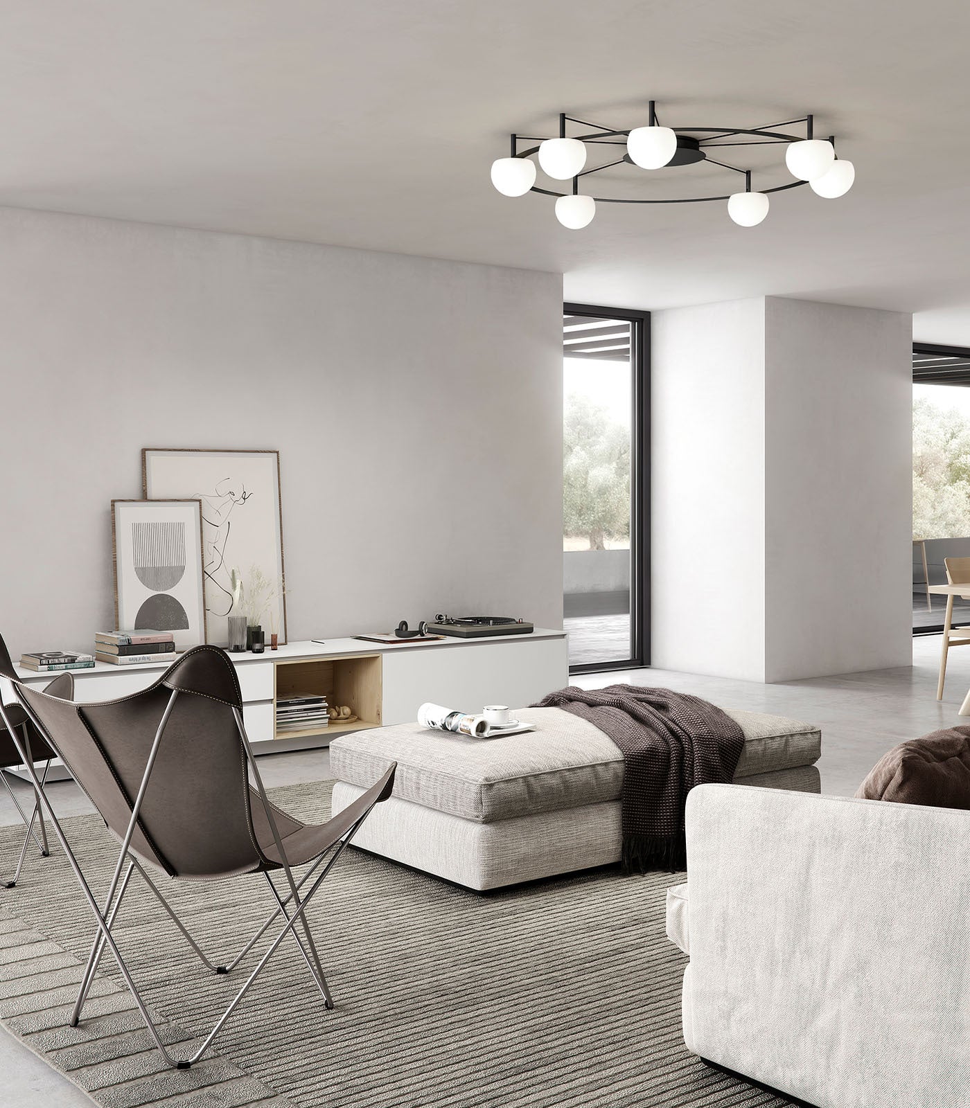 Circ Semi Flush 7lt Ceiling Light