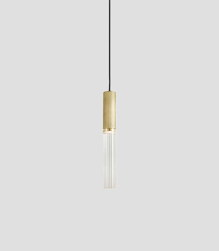 J. Adams & Co.  Flume Pendant Light in Satin Brass/Clear glass