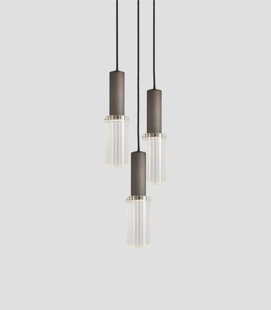 J. Adams & Co.  Flume Large 3lt Pendant Light in Bronze/Clear glass