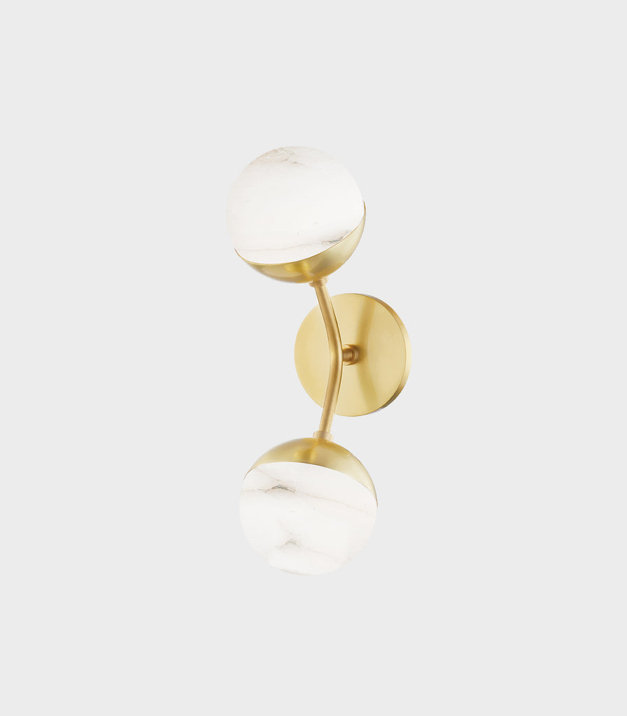 Hudson Valley Saratoga Wall Light in Aged Brass/Spanish Alabaster