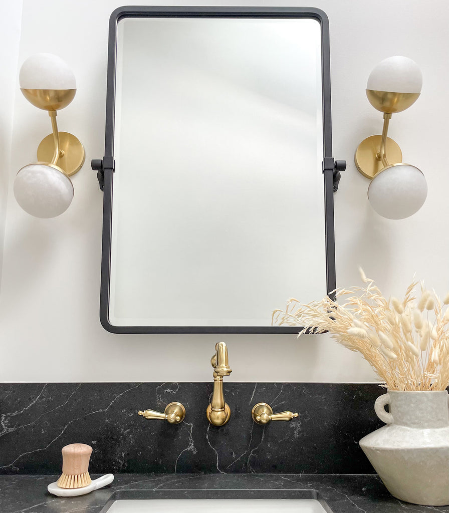 Hudson Valley Saratoga Wall Light featured in bathroom