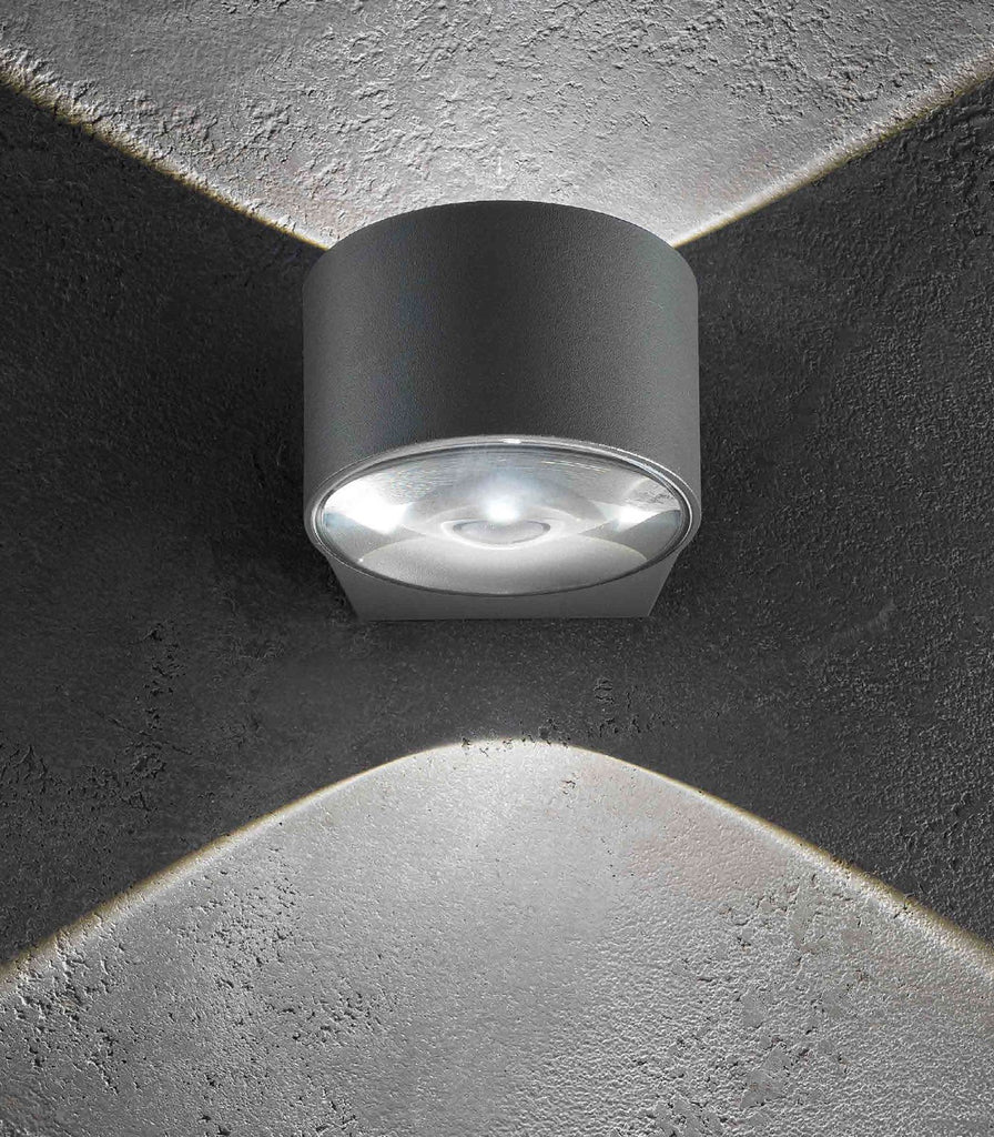 Ai Lati Lens Outdoor Wall Light in Dark Grey / Double