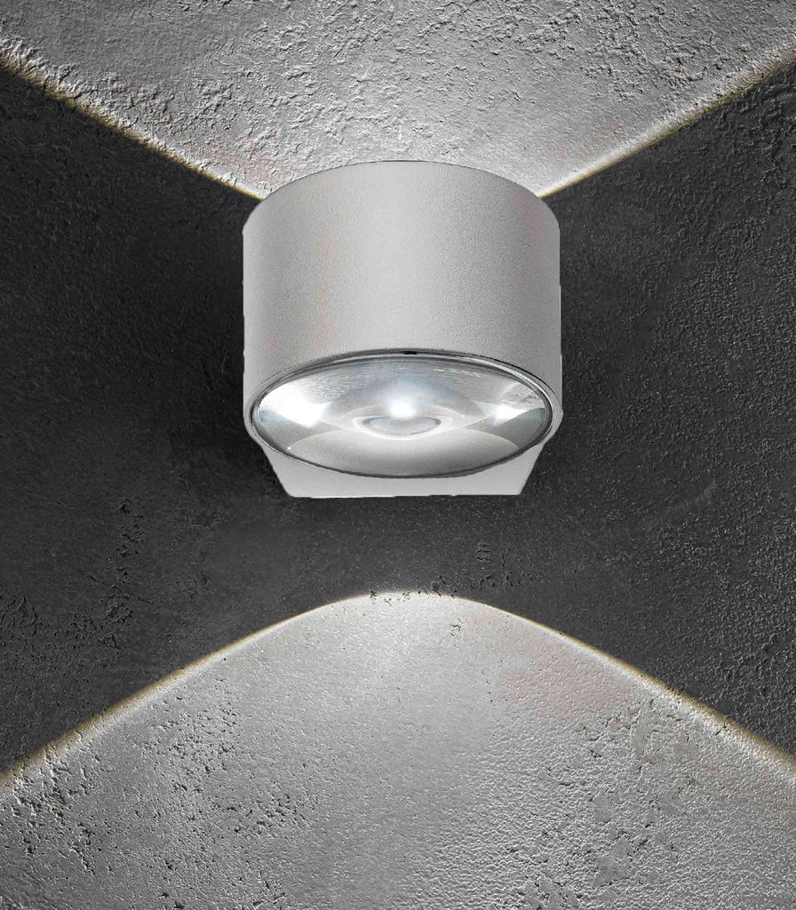 Ai Lati Lens Outdoor Wall Light in White / Double