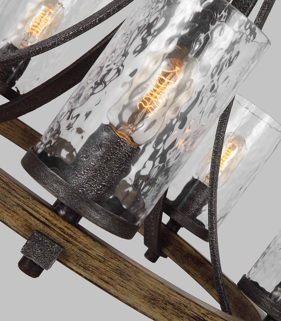 Elstead Angelo 5lt Chandelier in Oak/Slate Grey close up