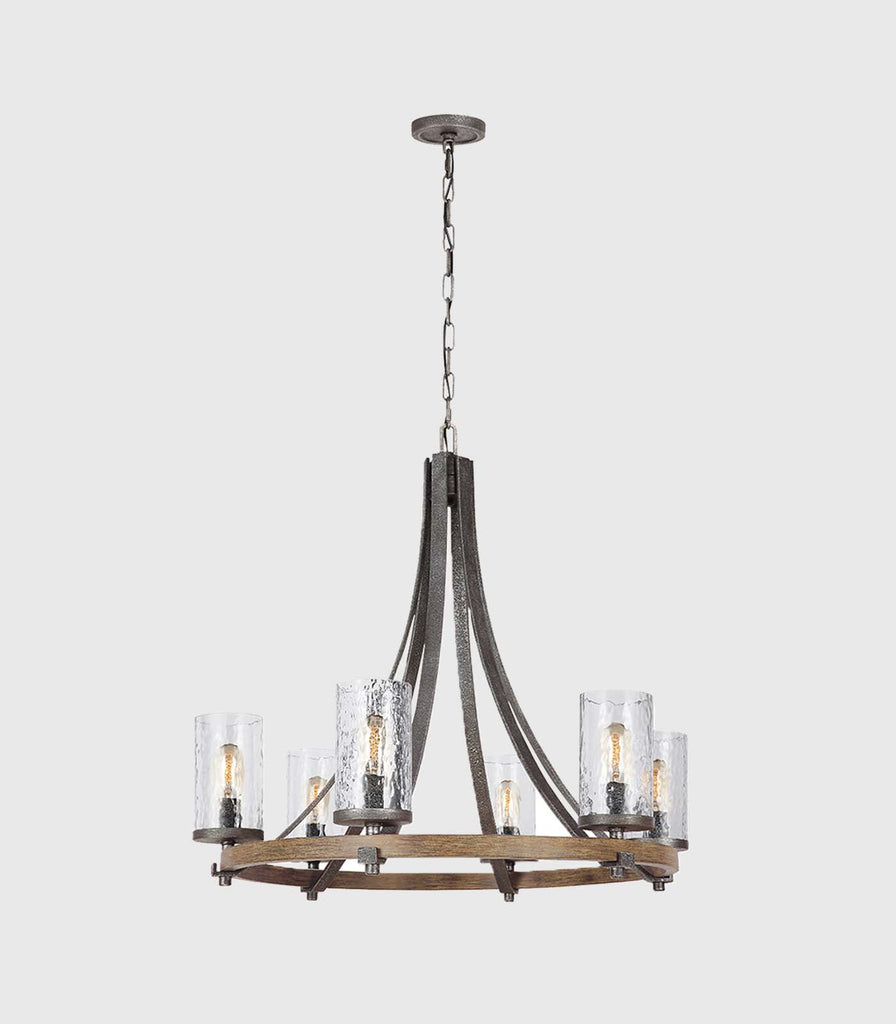 Elstead Angelo 6lt Chandelier in Oak/Slate Grey