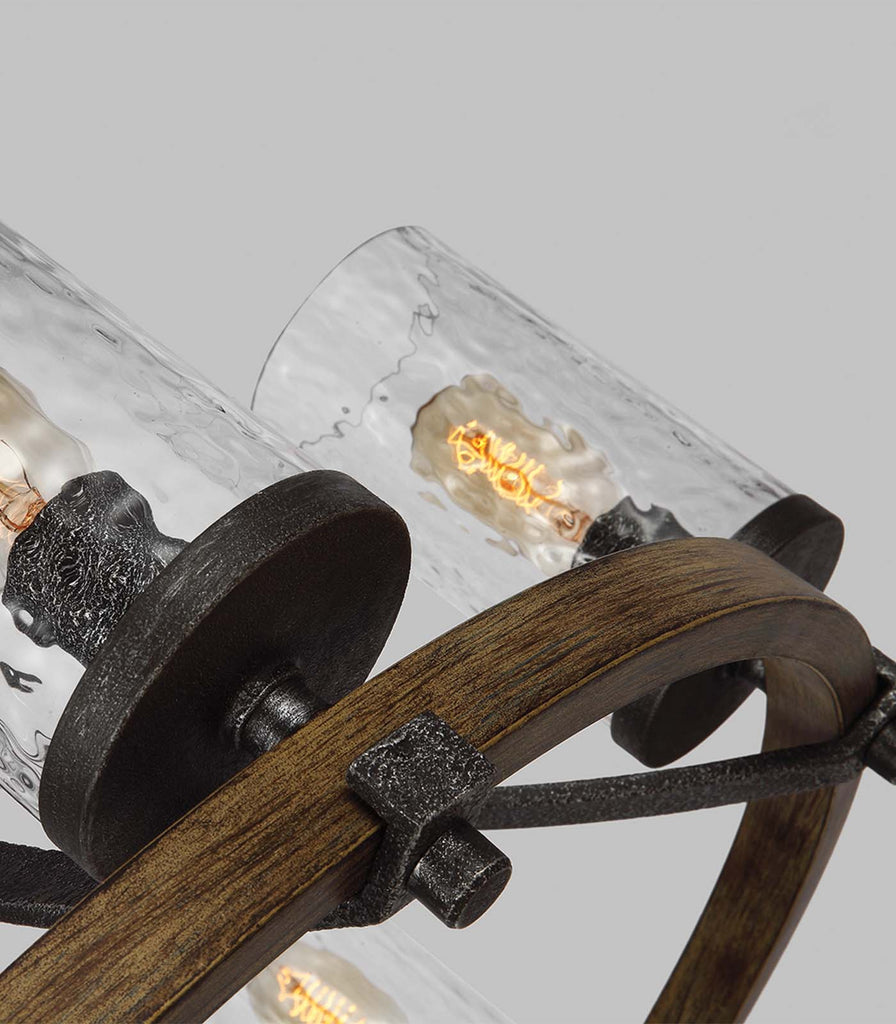 Elstead Angelo 6lt Chandelier in Oak/Slate Grey close up