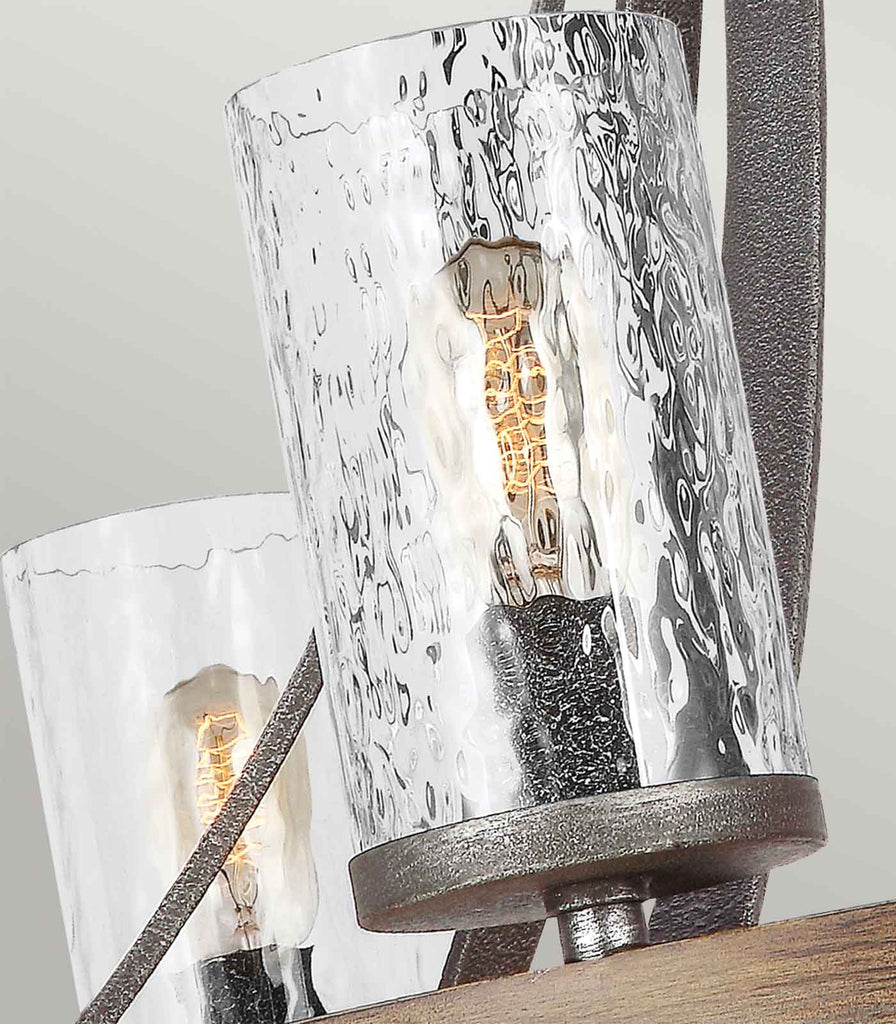 Elstead Angelo 6lt Chandelier in Oak/Slate Grey close up