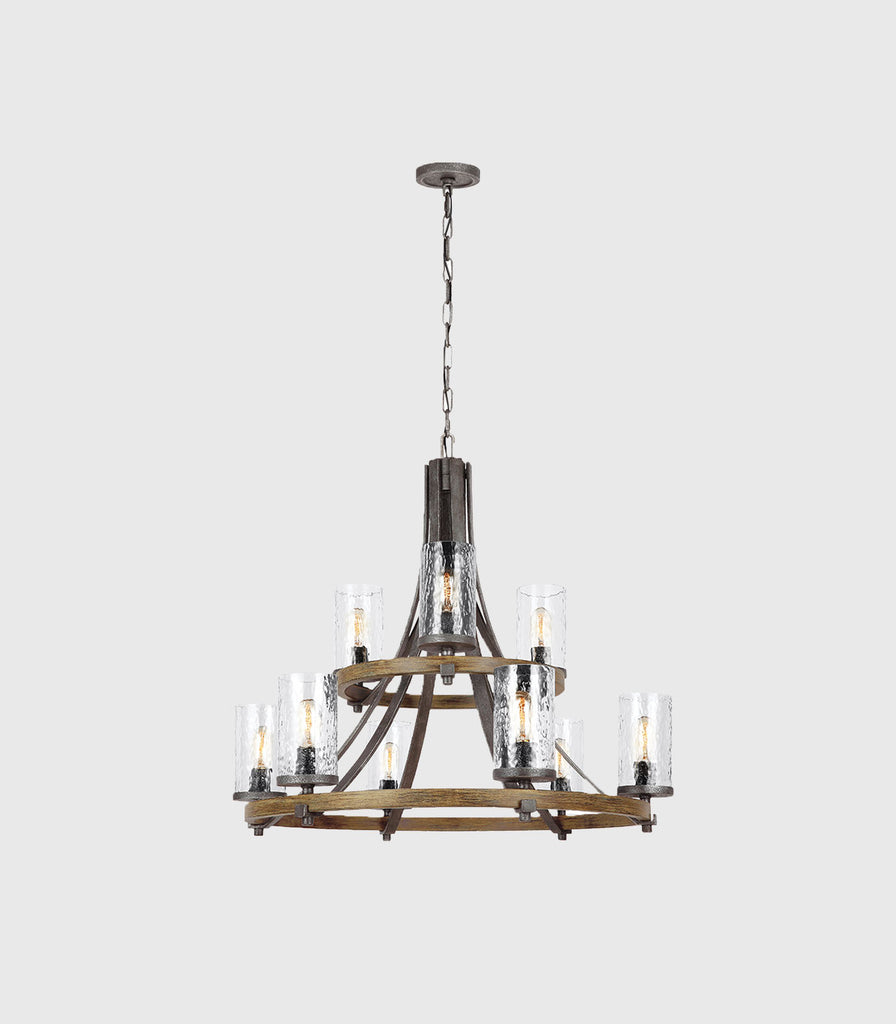 Elstead Angelo 9lt Chandelier in Oak/Slate Grey
