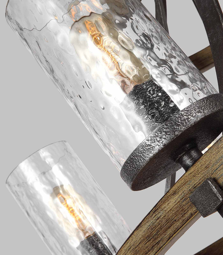 Elstead Angelo 9lt Chandelier in Oak/Slate Grey close up